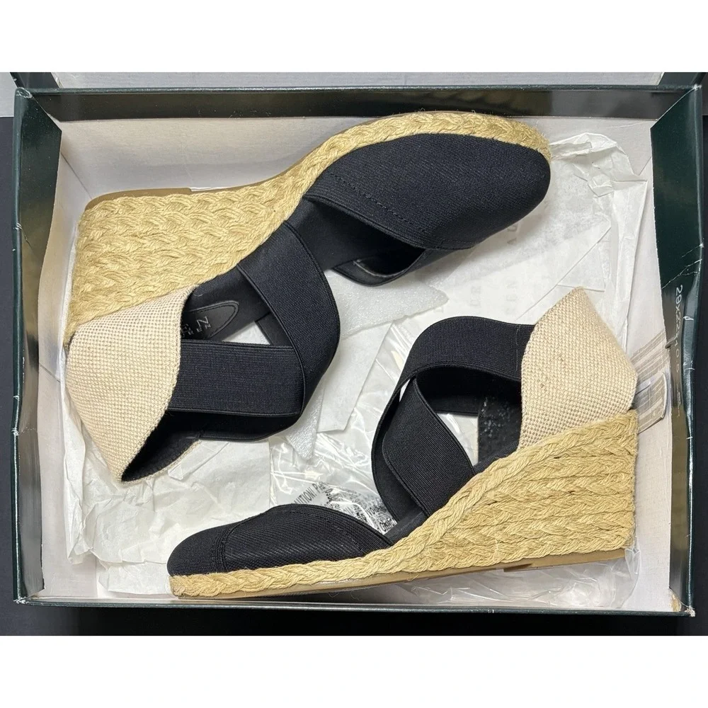Lauren Ralph Lauren Collins Black Elastic Wedges Women's 7.5B M